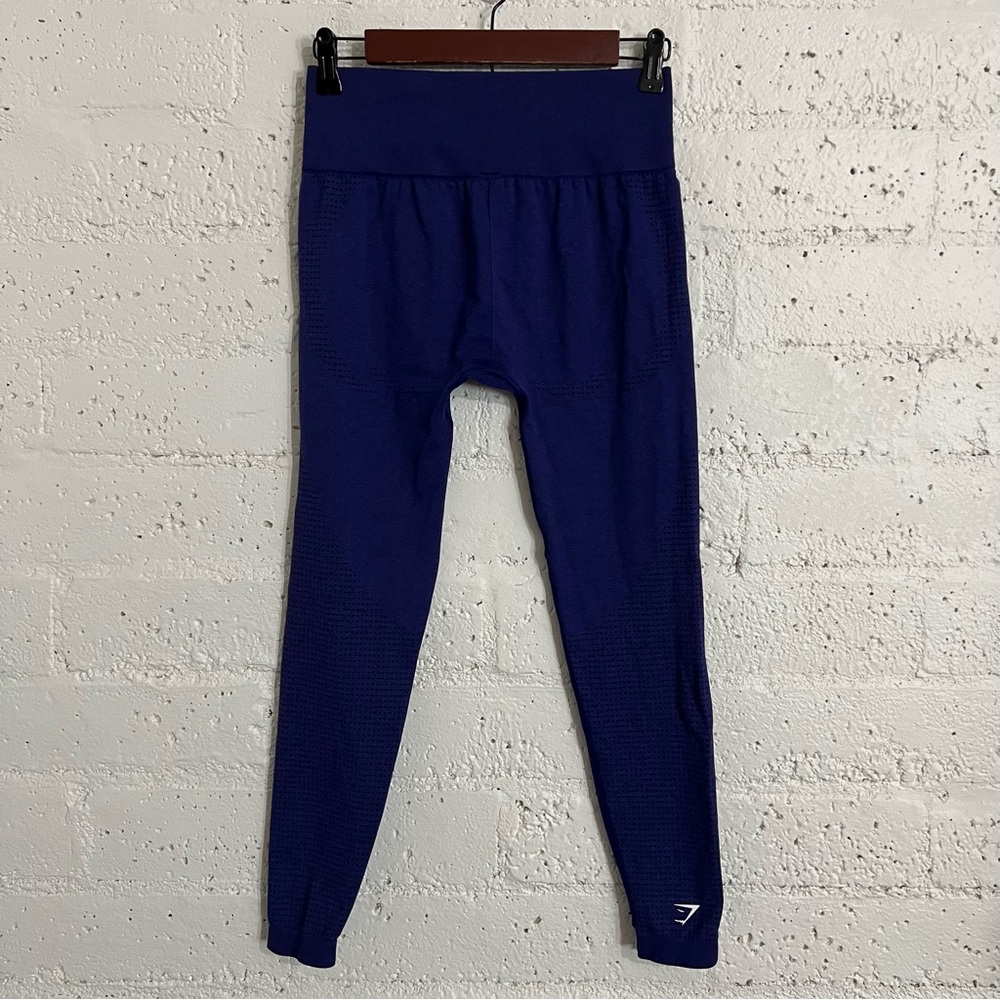 Gymshark Womens Athletic Capri Leggings L Blue Compression D7 - Picture 5 of 9